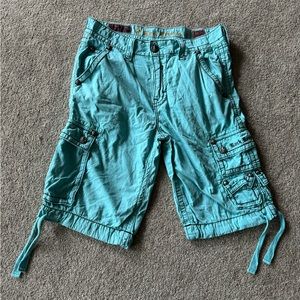 Rock Revival Mens 31/24 Cargo Shorts Flap Pocket 100% Cotton Blue